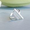 sterling silver asymmetric parallel bars ring
