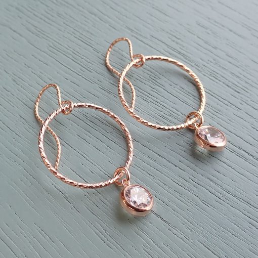 Rose Gold Clear Crystal Earrings
