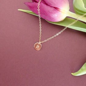 14k gold filled initial disc necklace