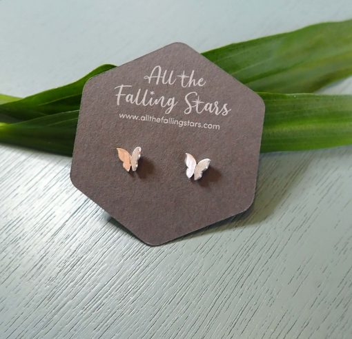 Sterling silver butterfly stud earrings