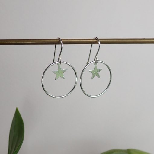 Silver hammered star earrings