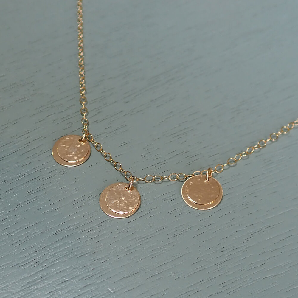 Personalised Gold Three Layered Disc Necklace | All The Falling Stars