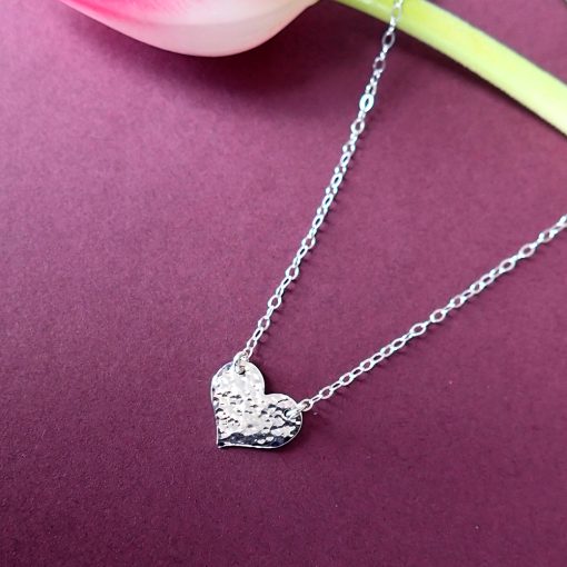 sterling silver whole heart necklace
