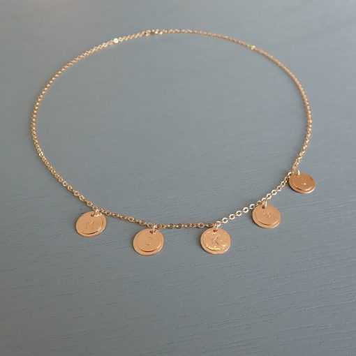 Gold Filled five disc layered necklace