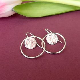 silver disc circle earrings sterling