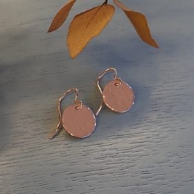 Rose gold hammered disc earrings