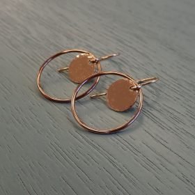 Rose Gold Disc Circle Earrings