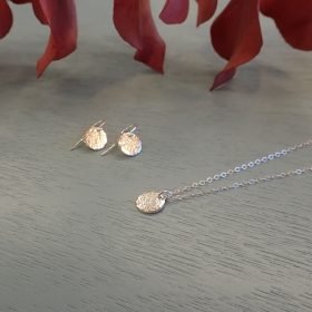 sterling silver disc necklace and earrings jewellery set