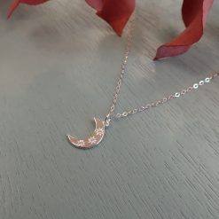 Sterling Silver Moon necklace crystal