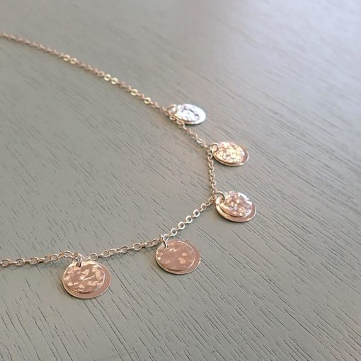 Personalised silver five layered disc necklace