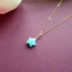 Gold amazonite star necklace blue