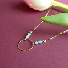 14k gold filled amazonite circle necklace