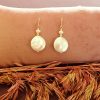 Gold Pearl Large Disc Earrings