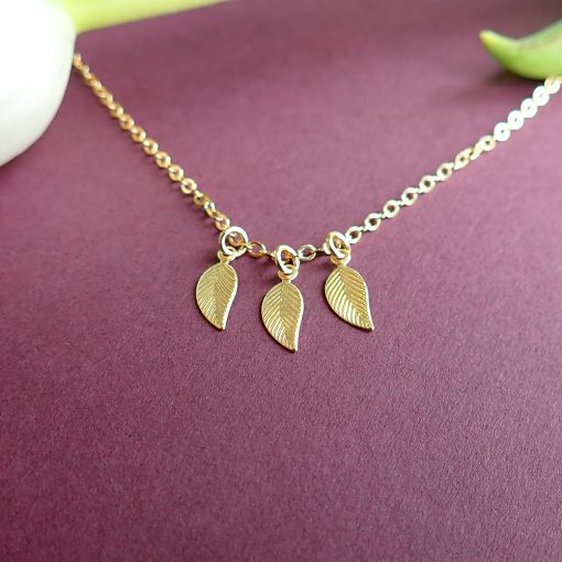14k gold filled leaf necklace