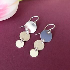 Sterling silver planets aligh disc earrings