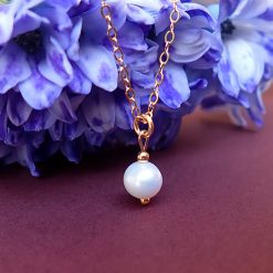 14k gold filled tiny pearl necklace