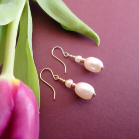 14k gold filled freshwater pearl drop earrings