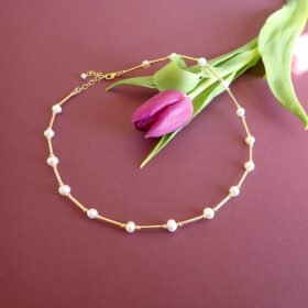 14k gold filled freshwater ball pearl beaded necklace