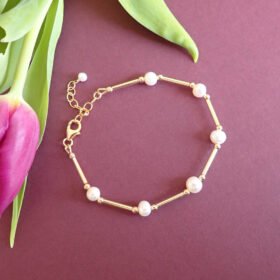 14k gold filled ball freshwater pearl beaded bracelet