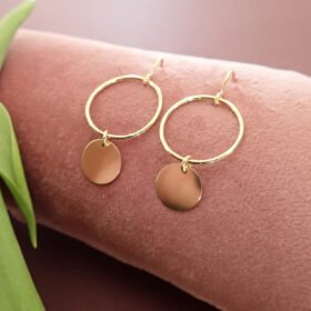 14k gold filled circle disc drop earrings