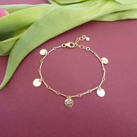 gold gammered discs bracelet 14k gold filled